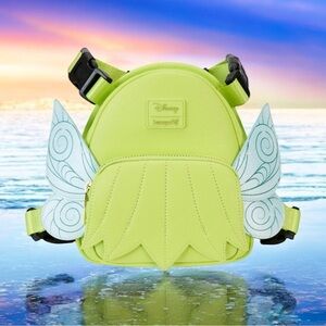 Loungefly DISNEY Peter Pan Tinker Bell Glitter Mini Backpack Dog Harness NWT